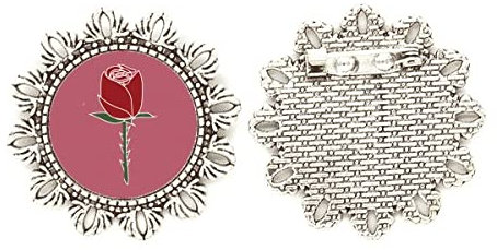 Rote Nelke Blumenmuster Silber Blume Brosche Haken Pin Brustnadel, M