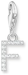 THOMAS SABO Charm-Anhänger Buchstabe F mit weißen Steinen Silber 925 Sterlingsilber