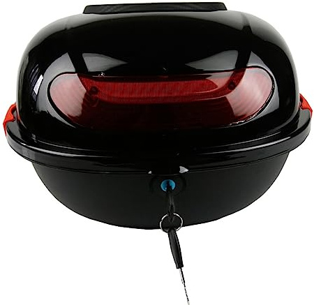 JUNNIU Caja Superior Trasera de la Motocicleta Caja Superior del Maletero de la Cola Caja Impermeable del Maletero del Equipaje del Scooter para el Equipaje del Casco de la Tienda, con 2 Llaves, Tira