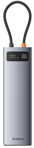 Baseus Hub 11in1 StarJoy Metal Glam Series, USB-C to HDMI VGA 3 x USB 3.0 USB 2.0 USB-C PD RJ45 SD/TF 3,5mm, B00030709811-00