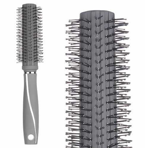 LOCKENHAARBÜRSTE 24cm Silikon mit Noppen Haarbürste Rundbürste Massagebürste Haarpflege Fönbürste Rund Massage Haar Rund Lockig Kamm Bürste 4-Varianten (Grau-22)