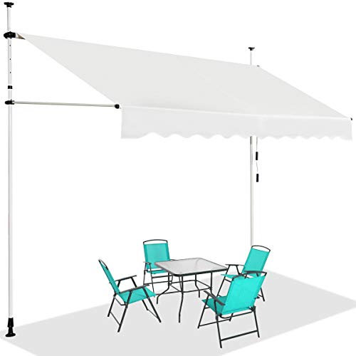 TANGZON Retractable Telescopic Awning, Aluminum Sun Shade Garden Shelter with Crank Handle, Anti-UV & Waterproof Outdoor Telescopic Canopy for Patio Balcony Cafe (350 x 120 cm, Beige)