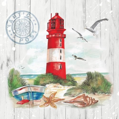 20 Ambiente Papierservietten Leuchtturm Vintage Tischdekoration mit Motiv auch für Party oder Decoupage 25x25cm