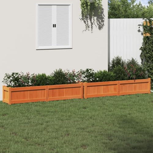 ShCuShan Pflanzkübel 2 STK. Blumenkasten PflanzgefäßE FüR Draussen PflanzenküBel Wachsbraun Massivholz Kiefer - 837479