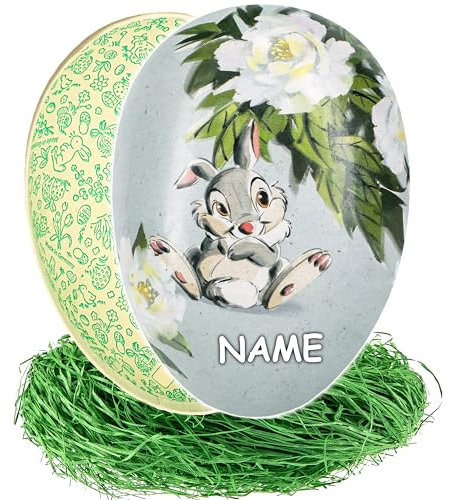 alles-meine.de GmbH 10 Stück - Ostereier - Eier zum Befüllen + Ostergras - Anzahl frei wählbar - Bambi - Hase Klopfer - 15 cm - inkl. Name - Füll - Pappei - Deko Pappe Papp Pappe..