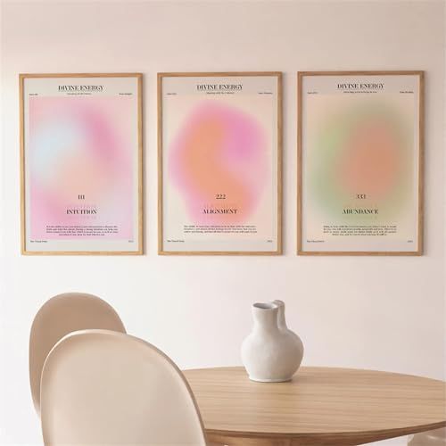 Uixxducc 3er Bunte Farbverlauf Aura Poster Set, Aura Poster Set Bilder, Wandkunst Leinwand Inspirierende Zitate Wandgemälde für Schlafzimmer, Büro (30x40cm)