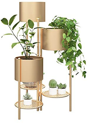 pflanzenständer, blumenstand, blumenstander Blumenregal pflanzenhocker pflanzentopf blumentopf hoch indoor holz seule Garten Blumentreppen Pflanzentreppe Ablagen deko gold metall weiß schwar