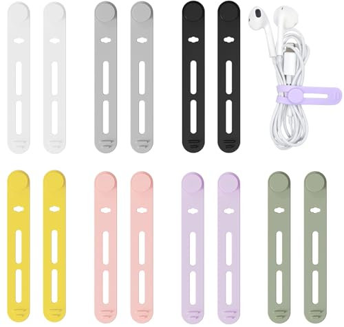 Silikon Kabelbinder 14 Stück 7 Farben 8 cm Wiederverwendbare Kabelmanagement Multifunktionale Kabelorganisator, Silicone Cable Ties, Elastische Kordel-Organizer für Ladekabel