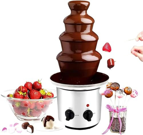 Chocolate Fountain Machine, Chocolate Fondue, Large Size Stainless Steel Machine with Hot Melting Pot Base, Chocolate Waterfall Machine for Party Wedding Buffet Equipment