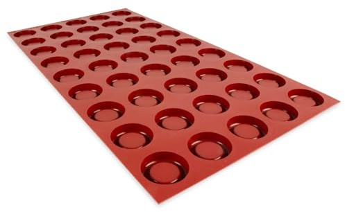 Maé - Moule à Tarte Easy Tarte Mini Rond GN1/1 45 Alvéoles - Silicone Alimentaire Premium Anti-Adhérent - Démoulage Facile et Net - Idéal Professionnels - 14ml