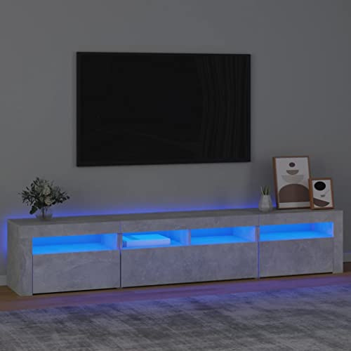 IKAYAA TV Cabinet with LED TV tables for living room TV unit TV Stand Sideboard Entertainment Centre TV Console Media Unit HiFi Cabinet for Living Room Bedroom-concrete grey-210x35x40 cm