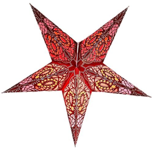 YEPSIO Lot de suspensions en papier étoiles lumineuses Grandes décorations suspendues en forme d'étoile de 60 cm pour Noël, mariage, décoration de la maison, fête d'anniversaire (Bleu, Rose, Rouge)