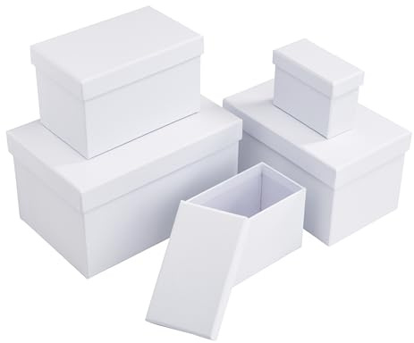 VBS Schachteln Rechteckig, 5er-Set, Karton, Weiß, ca. 18 x 12 x 10 bis 8 x 4 x 6 cm, räumliches Ordnen und Aufbewahren, Praktisches Verstauen, Aufbewahrungsboxen