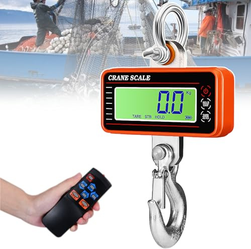Dinamometro Elettronico Telecomandato Con Dispositivo Anti-Disaccoppiamento, Scocca in Alluminio Pressofuso + Schermo Lcd HD, Unità Commutabile - Kg/Lb/N,1500kg-Orange