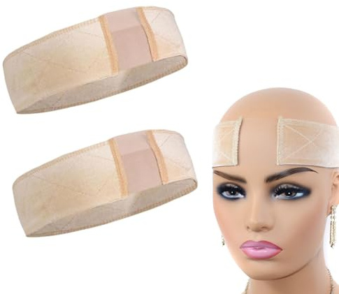 2 Stück Elastisches Perückengriff Perücke Grip Stirnband, Nahtlose Stirnband für Perücken, Elastisches Perückengriff, Wig Grip for Female, Verstellbare Perückenband (Nackt)