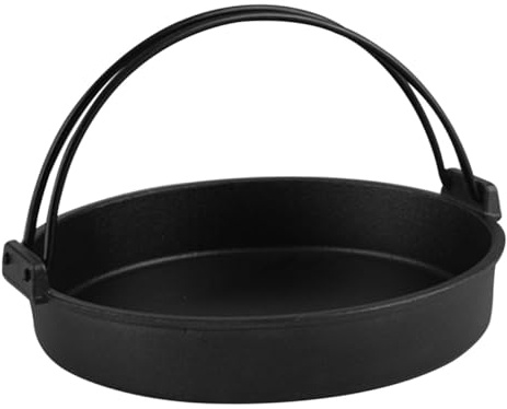OKUMEYR Olla de Sukiyaki de Hierro, Redonda, Negra, de Doble Asa, Fácil de Mantener y Muy Resistente, para Cocina Doméstica y Exterior