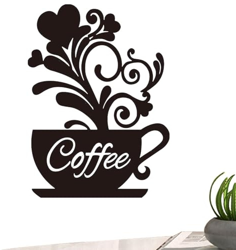 Tazza da caffè in metallo, decorazione da parete, tazza da caffè, bar – arte da parete in metallo di pregevole fattura con forte e robusta per caffetteria, cucina, decorazione per la casa