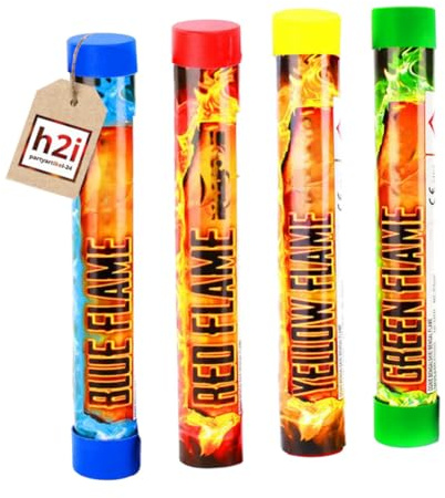 h2i Bengalo - Bengalfeuer | 4 St. | Color Mix | 40 s | Kraftvolle Handfackel für spektakuläre Lichteffekte | Leuchtfackel & Lanzenlicht mit heller Flamme & Rauch | Ideal für Partys & Events |b| Kat F1
