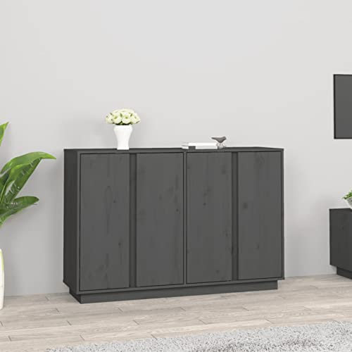 Xichuzi Sideboard Grau 120x35x80 cm Massivholz Kiefer, Kommode Schlafzimmer, Kommoden & Sideboards, Wohnzimmerschrank, Flur Kommode, Zimmer Möbel - 814496
