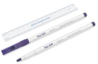 Ezy-Aid Marqueur de peau stérile | Encre violette de gentiane, règle dans un emballage stérile, emballé individuellement | Pointe fine, régulière, extra fine et large | Non toxique, sans danger pour