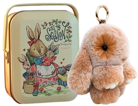 Bunnylulus Schlüsselanhänger Mit Dose, Handgemachter Plüschhase Schlüsselanhänger, Weiches Plüschhäschen Schlüsselanhänger Für Rucksack Dekoration, Niedlicher Cartoon Schlüsselanhänger Für Frauen