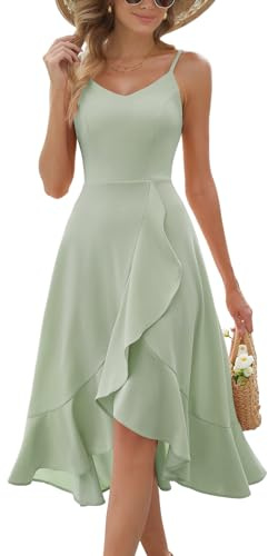 DRESSTELLS Women's Cocktail Dress, Spring Formal Wedding Guest Church Bridesmaid Aline Easter Party Midi Dresses for Teens LightGreen M