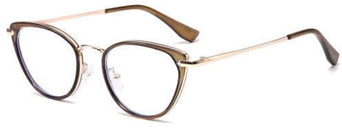 YAMEIZE Katzenauge Blaulichtfilter Brille für Damen Retro Cateye Rahmen Blaulichtfilter Anti Blaulicht Brille Computerbrille Lesebrille