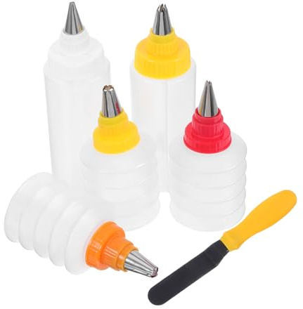 MAGICLULU 6piezas Botellas Dispensadoras Transparentes para Decoración de Galletas Accesorios para Pasteles Suministros para Glaseado el Hogar