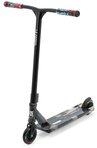 Slamm Mischief Glitch Wrap Stunt Scooter | Full Deck Hydro Wrap Graphic, 4.5 x 19.5 Alloy Deck, 20.5 x 22.5 Bar, 110mm Nylon Core Wheels, Beginner Intermediate Trick Scooter