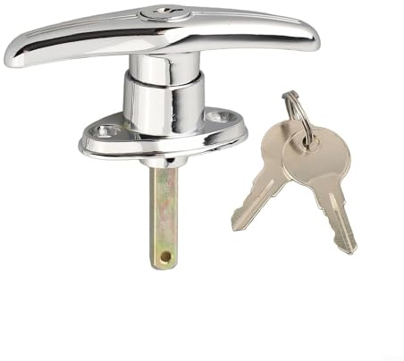 Heavy Duty Garage Door Lock T Handle with 2 Keys, Metal Door Lock for Garages, Sheds, Caravans, Campervans