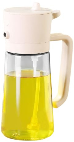 LiangYuanZen Spruzzatore di olio 2 in 1, 470 ml, per olio da cibo, bottiglia di vetro di alta qualità, spruzzo, flacone spray per cucinare, insalate, grigliate e friggitrice ad aria calda a olio spray
