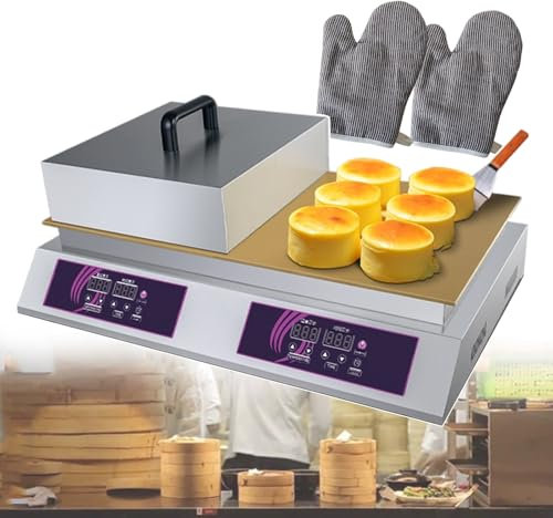 QUSYZD Crêpière électrique Professionnelle | Double tête | Plaques chauffantes 26,4 x 14,5 Pouces | Machine en Acier Inoxydable | Rangement et Utilisation faciles.,