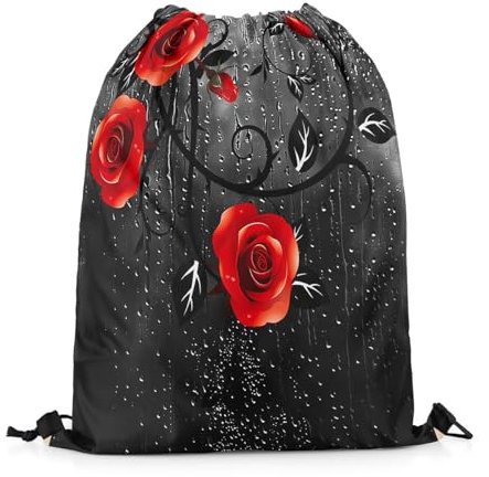 Rucksack Mit Kordelzug Wassertropfen Rucksackbeutel Faltbar Sportrucksack wasserdichte Gymnastikbeutel, Für Reisen, Schwimmen, Yoga, 36x42cm