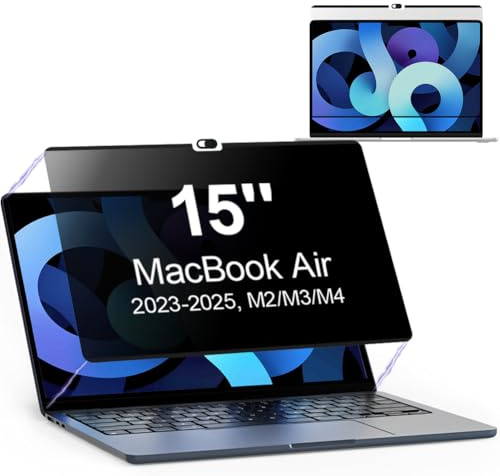 IVEOPPE Magnetischer Blickschutzfilter Laptop für Air 15 Zoll 2023-2025 (M2/M3/M4), Anti Glare Blaulicht, Abnehmbar, Privacy Screen Blickschutzfolie