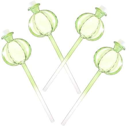 Warmhm Tuteurs D'arrosage Automatique pour Plantes en Verre 4 Pièces De Cactus, Arrosage Intérieur Et Extérieur, Système Goutte-à-Goutte Lent, Design Pratique Et Décoratif