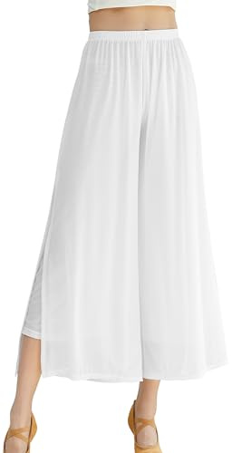 SEAUR dansbyxor dam, chiffong, vida ben, byxor, orientalisk dans, latin, pilates, yoga, palazzobyxor, sommarbyxor, fritidsbyxor, S–XL, Vit, M
