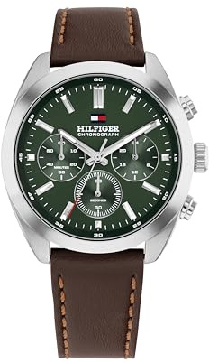Tommy Hilfiger Reloj Cronógrafo de Cuarzo para Hombre con Correa de Acero Inoxidable o Cuero