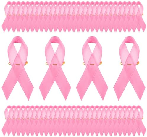 Leikedun 100 PCS Épingles à Ruban Rose Octobre Rose 2026 - Broches de Sensibilisation au Cancer du Sein en Polyester avec Fermoir - Cadeau de Soutien pour Femme