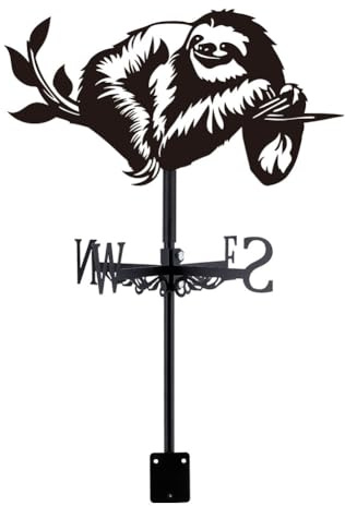 SUPERDANT Sloth Weather Vane for Roof Branch Sloth Metal Weathervane Cute Animal Wind Vanes for Sheds Black Wind Direction Indicator for Farmhouse Yard Farm Shed Garden Decoration