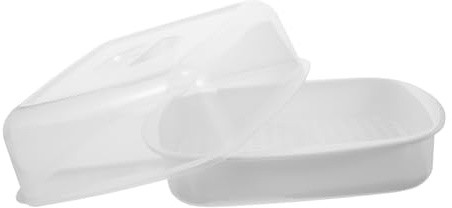 TOYZFRIENDY Microwave Oven Steamer Container White for Steamed Buns and Vegetables Heat Resistant Microwave Safe Steaming Box with Transparent Cover Suitable for Rice Eggs Potatoes and Corn