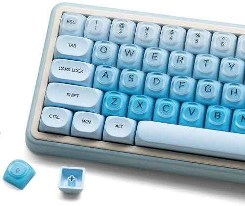 132 Keys PBT Keycaps, Jelly Keycaps Cute Custom Creamy Key caps MOA Profile for 61/68/84/87/98/100 Cherry Gateron MX Mechanical Keyboards, Blue