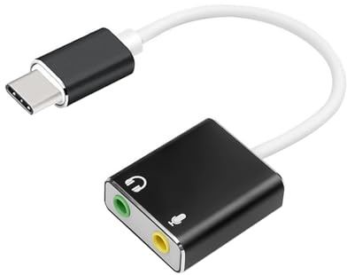 Carte Son Externe USB C vers Jack 3,5 mm avec Micro et Sortie Audio Stéréo, Adaptateur Audio USB C Plug & Play en Alliage d’Aluminium, Convertisseur Son Haute Fidélité pour PC Portable, Mac, Windows