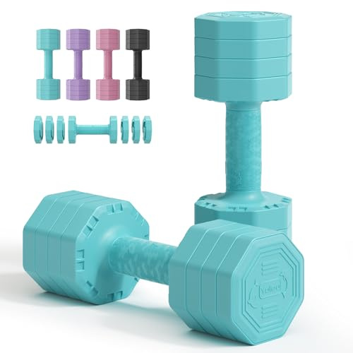 Yoleo Hantelset Verstellbare Hanteln, Adjustable Dumbbell Set 4 in 1 Premium Drehbare Befestigungsart gewichte Tai-Chi-Stil 2/4/6/8/10/20/KG Kombinieren Sie es mit einem weichen TPU-Gummigriff