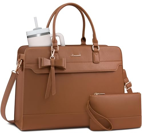 LOVEVOOK Handtasche Damen Groß, 15,6 Zoll Laptoptasche Arbeitstasche Elegant Uni Tasche Bürotasche Lehrertasche, PU Leder Tote Bag Business Aktentasche Handbags Women für Schule Büro Arbeit, Braun