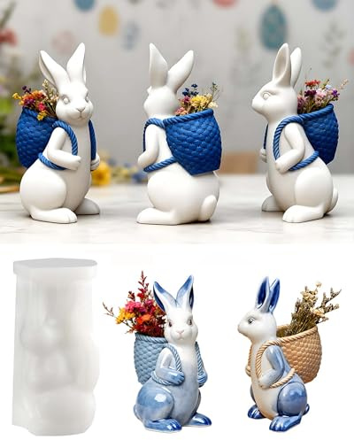 WIKIMO 1 Stück Silikonformen Gießformen Ostern Mini Hase Weich Silikonform Ostern für 3D Exquisit Kaninchen, Silikonform Frühling Gipsfor zum Gießen für Miniatur-Kunsthandwerk