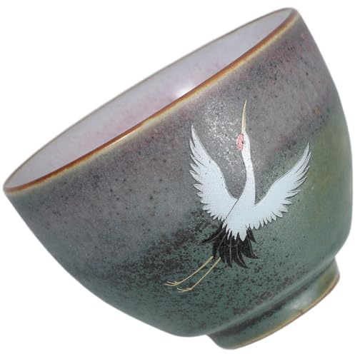 VALICLUD Taza de Té de Cerámica Esmaltada Diseño de Grulla Taza Pequeña para Té Kung Fu y Matcha para Uso en Hogar y Viaje