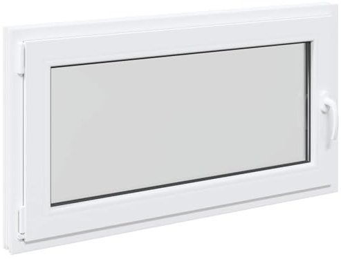 Källarfönster RISOR vit 110 x 50 cm PVC och glas, modern källarfönsterdesign, hållbar PVC-glaskonstruktion, energieffektiv, värmeisolering, ljudisolering, roterande funktion