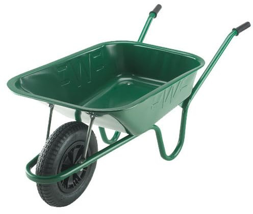 Builder Green Wheelbarrow - 90 Litre / 140kg Capacity | Extra Strong Tubular Frame with Puncture Proof Wheel | Heavy Duty Wheel barrow with Galvanised Steel Pan
