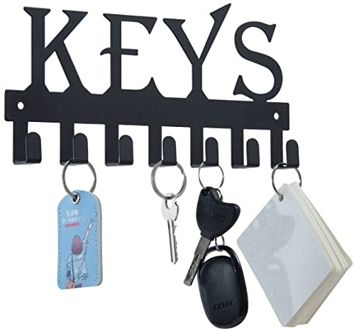 FairyCity Keys Holder for Wall Metal Vintage Keys Hook- Home Decor Key Hanger Decorative with 7 Hooks for Front Door Kitchen and Home Black