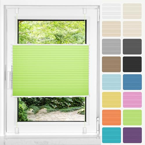 HOMEDEMO Plissee ohne Bohren Klemmfix, B75 x H120 cm Grün, Faltrollo Plisseerollo Jalousie für Tür & Fenster Blickdicht Sichtschutz Sonnenschutz Rollo